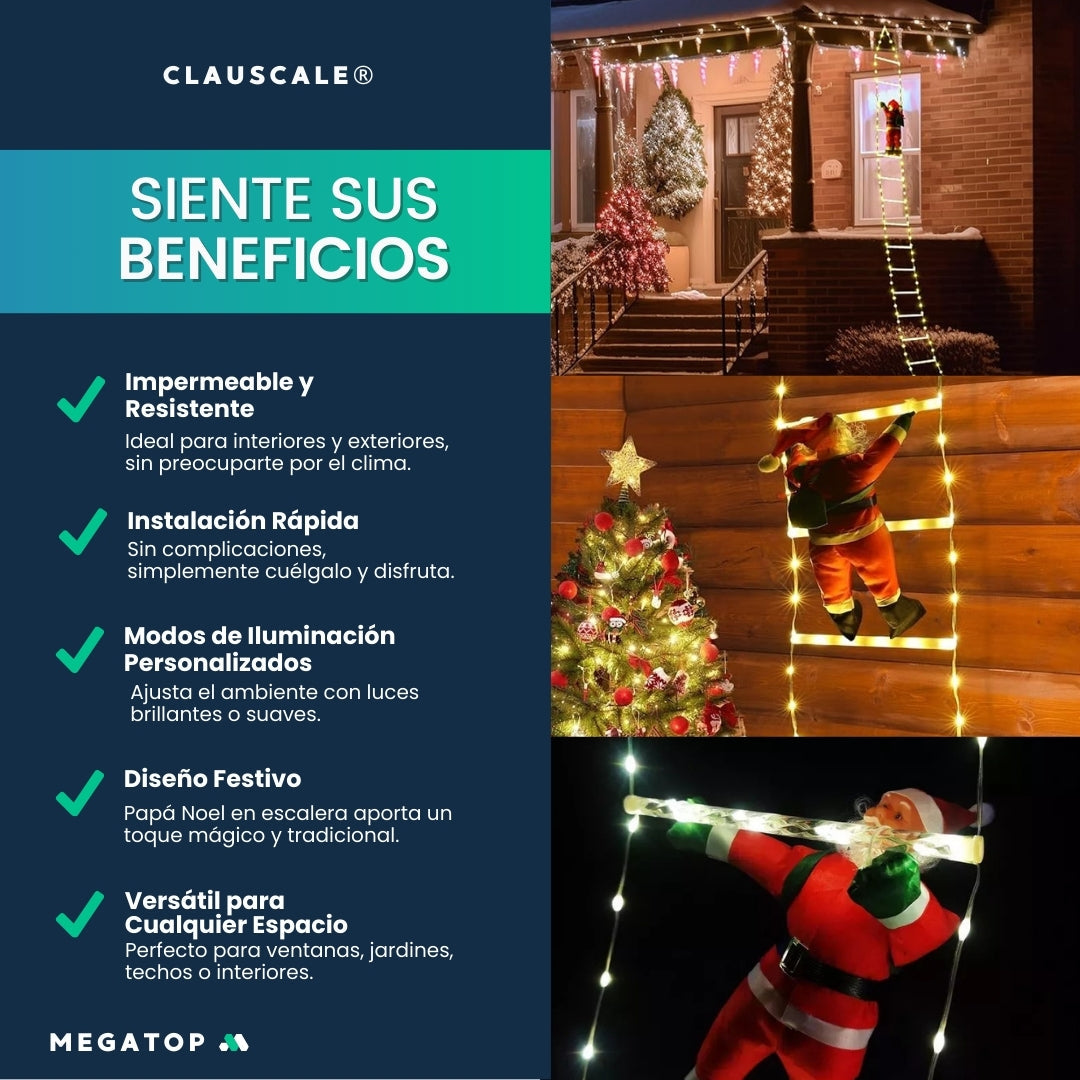 Clauscale: Escalera Led Con Santa Claus