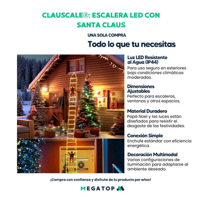 Clauscale: Escalera Led Con Santa Claus