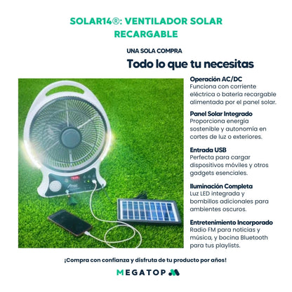 SOLAR14: Ventilador Solar Recargable