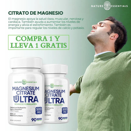 Citrato de Magnesio Suplemento 🌱 180 cápsulas con 500mg